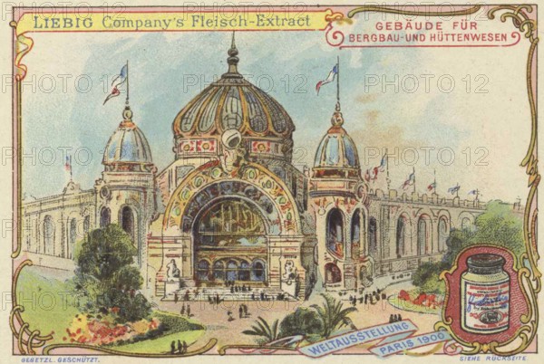 Picture series World Fair 1900, Paris, France, Building for Mining and Metallurgy, Liebig picture,