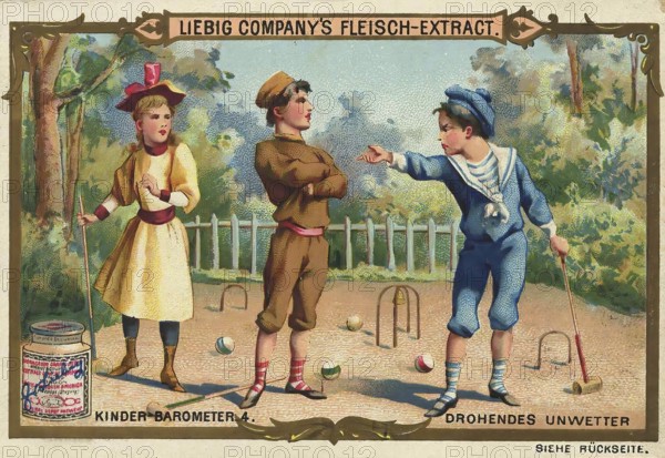 Picture series Children's barometer, 4, impending storm, arguing children, Liebig picture,