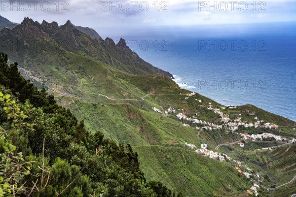 Taganana and the coast in the Anaga Mountains, Tenerife, Canary Islands, Spain, Europe