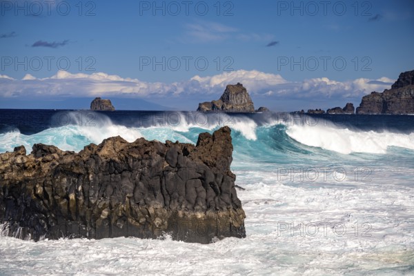Surf at the coast near La Maceta, El Hierro, Canary Islands, Spain, Europe