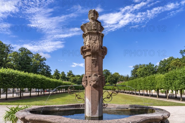 Statue of Margrave Ludwig Wilhelm von Baden on a fountain at Favorite Palace in Rastatt,