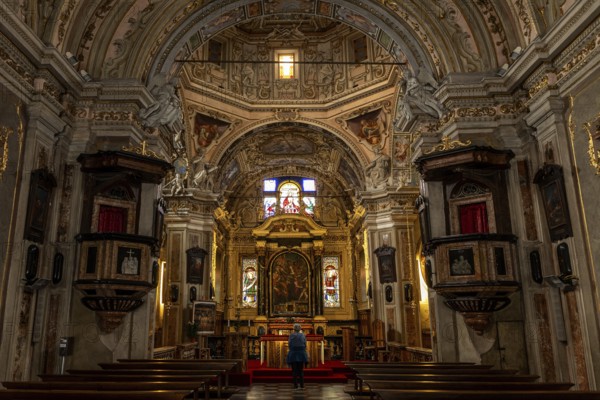 Church Santuario della SS Pietà, interior view, nave, Cannobio, Lake Maggiore, Province of