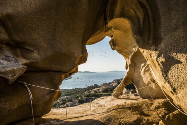 Bizarre granite rocks, Roccia dell Orso, sunset, Capo d'Orso, Palau, Costa Smeralda, Sardinia,