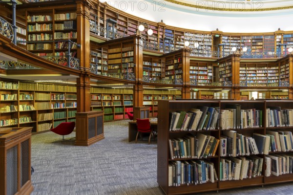 Historic circular Picton Reading Room inside Liverpool Central library, city of Liverpool, England,
