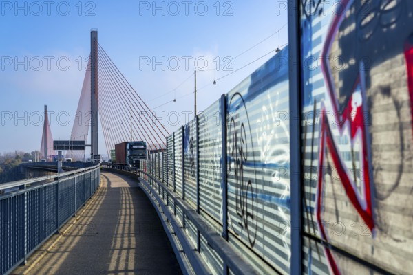 Friedrich Ebert Bridge over the Rhine near Bonn, also known as the North Bridge, motorway bridge on