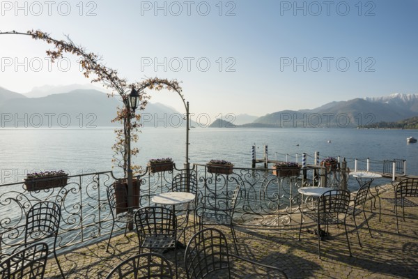Lake promenade, morning mood, spring, Menaggio, Como province, Lake Como, Lago di Como, Lombardy,