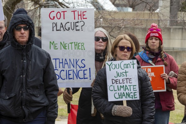 Detroit, Michigan USA - 7 March 2025 - The 'Stand Up for Science' rally at Wayne State University.