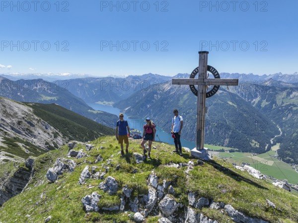 Aerial view, summit of the Unnütz, behind Achensee and Seekarspitze, Unnütz crossing, Brandenberg