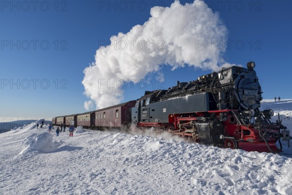 Winter historic steam railway Brocken Harz Germany