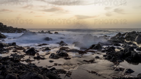 Playa del Ingles beach, La Playa district in Valle Gran Rey, La Gomera, Canary Islands, Spain,