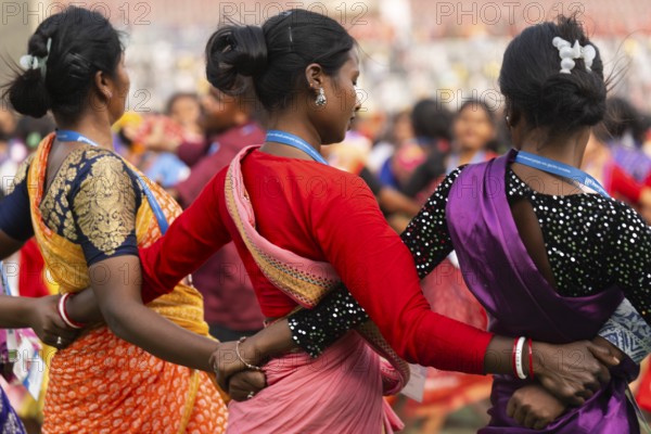 Several thousands of dancers perform traditional Jhumur dance, as they rehearse for the upcoming