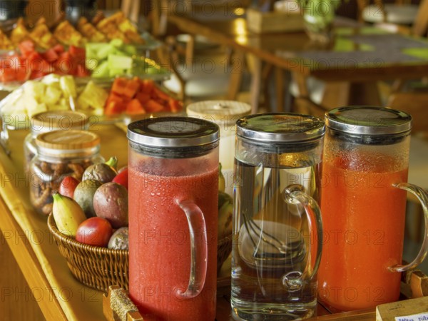 Breakfast buffet with fresh juices