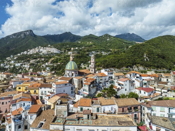 Vietri sul Mare from a drone, Amalfi Coast, Salerno, Campania, Italy, Europe