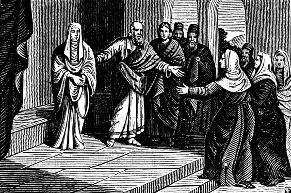 Resurrection of Tabitha, Peter leads Tabitha or Tabea, resurrected from death to life, to the