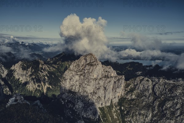 Sunrise hike on the Hochplatte near Halblech in the Ammergau Alps, Ammergebirge in the Allgäu,