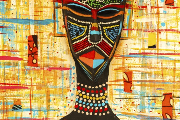 Ghanaian woman as a three-dimensional work of art by a Ghanaian artist, a colourful work of art on