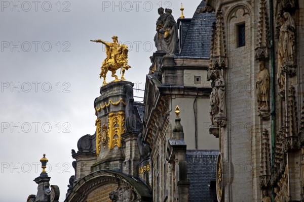 The golden horseman Charles de Lorraine on the guildhall L'Arbre d'Or, Guild of Brewers,