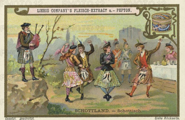 Picture series Dances of the World, Scotland, Liebig picture, digitally restored reproduction of a