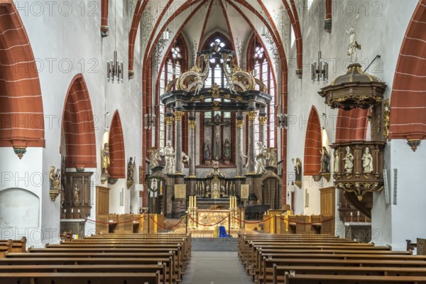 Interior of St Martin's Basilica in Bingen am Rhein, Rhineland-Palatinate, World Heritage Upper