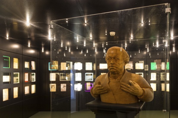 Bust in the Paracelsus memorial in the former bathhouse Bad Pfäfers, St. Gallen, Switzerland,