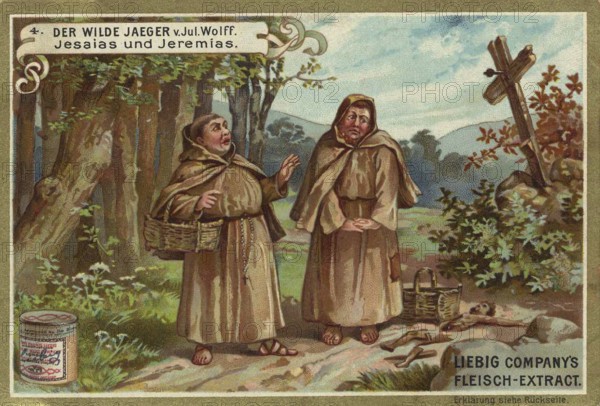 Picture series The Wild Hunter by Jul. Wolff, Jesaias and Jeremias, Liebig painting, digitally
