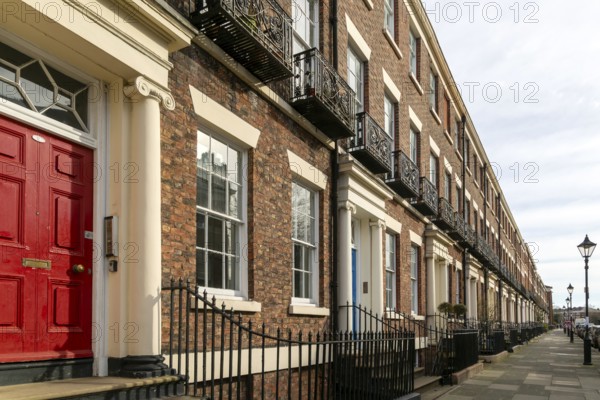 Historic row of houses in terrace, Georgian Quarter, Canning Street, Liverpool, England, UK