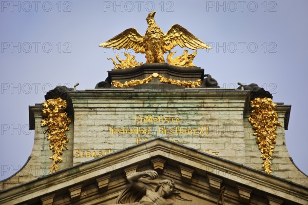 Baroque façade of the guild house La Louve, Guild of Archers of St Sebastian, Grand-Place, Grote
