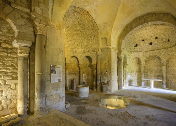 Interior view of the Baptistery of Venasque, Département Vaucluse, France, Europe