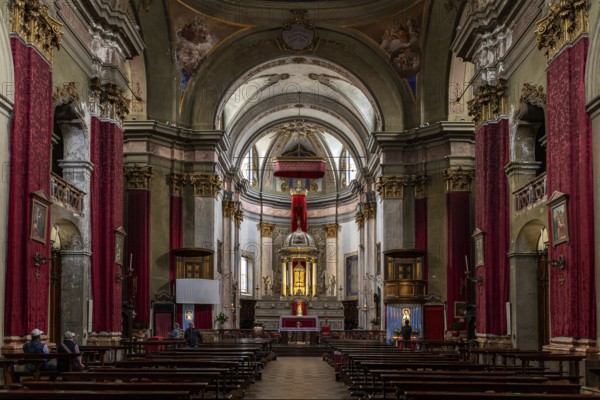 Catholic Church Collegiata di San Vittore, interior view, nave, Cannobio, Lake Maggiore, Province