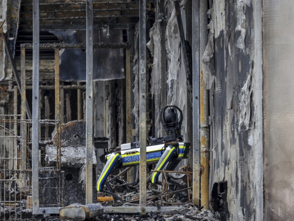 Essen, North Rhine-Westphalia, Germany, major fire in Essen's Weststadt district. The ruins of the