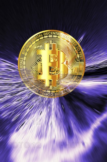 Symbolic image, Bitcoin as a vision of the future, stock market prices, insecure digital currency,