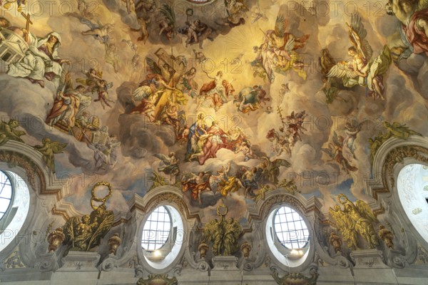 Fresco in the dome of the baroque Karlskirche church in Vienna, Austria, Europe