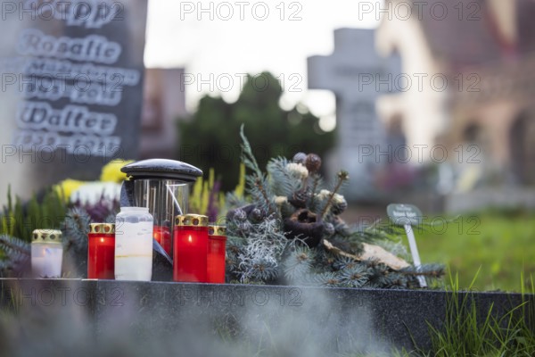 All Saints' Day at the Bergfriedhof cemetery in Stuttgart. Catholics commemorate their deceased