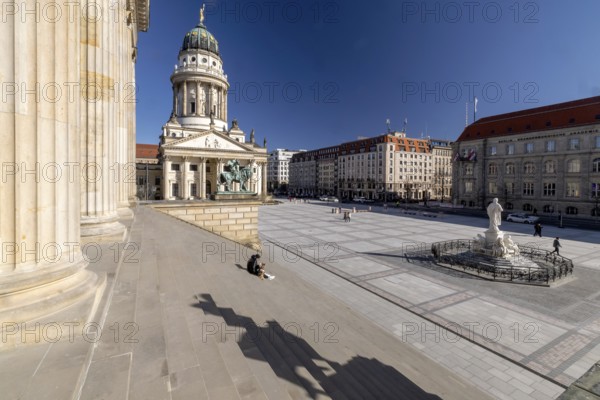 Gendarmenmarkt, redesign, end of construction period, French Cathedral, 17 March 2025, Berlin,
