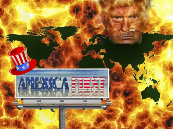 Symbolic image, America-first policy, EU and Germany under political pressure, industry, Donald