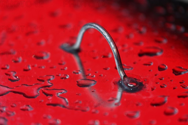 Close-up, close-up, metal lid, handle, water, water droplet, Heidenheim, Baden-Württemberg,