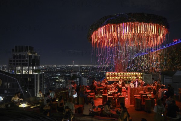 Tichuca Rooftop Bar, nicknamed Jellyfish Bar, in the T-One Building on Sukhumvit Road, Phra Khanong