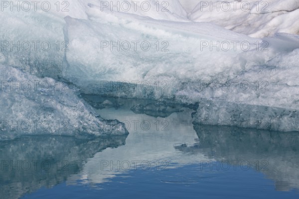 Icebergs on the Joekulsarlon glacial lake or lagoon