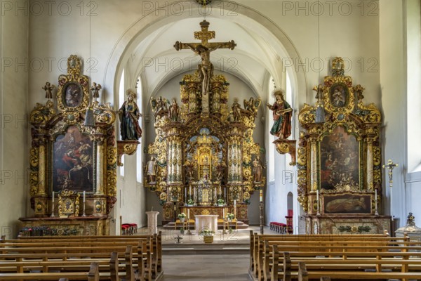 Interior of the pilgrimage church Maria in der Tanne, Triberg in the Black Forest, Black Forest,