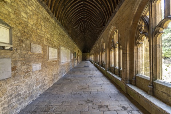 The cloisters of New College, University of Oxford, Oxfordshire, England, Great Britain