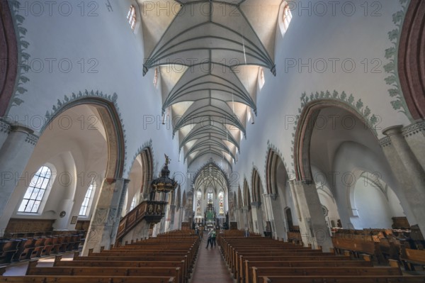 Interior of the late Gothic church of St Martin, Memmingen, Bavaria, Germany, Europe