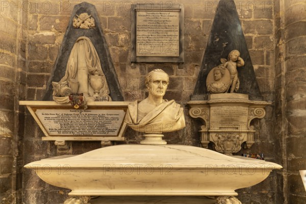 Monument to Sir George Onesiphorus Paul in Gloucester Cathedral, England, Great Britain