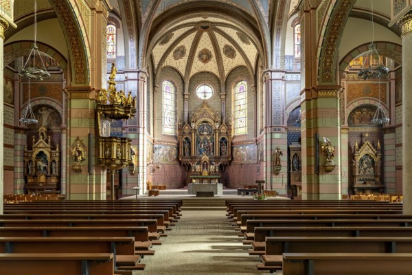 Interior of the town church of Our Lady of Mount Carmel in Bräunlingen, Black Forest,