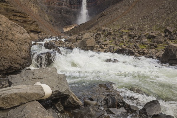 Hengifoss waterfall is located in Hengifossá in Fljótsdalshreppur, East Iceland. With 128 meters it