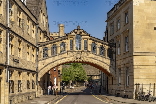 The Hertford Bridge or Bridge of Sighs in Oxford, Oxfordshire, England, Great Britain