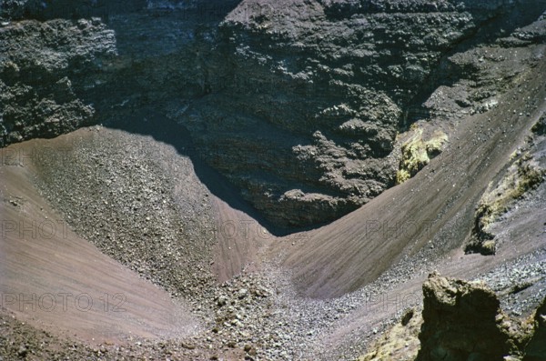 Crater of Mount Vesuvius volcano, Naples, Campania, Italy, Europe 1967, Europe