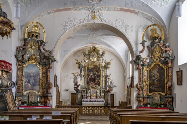 Interior of the church of St Kunigund in Pottenstein in Franconian Switzerland, Bavaria, Germany,
