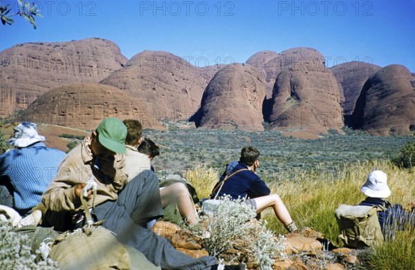 Expedition of the Melbourne Grammar School, Northern Territory, Australia, 1956 Boys at the Olgas,