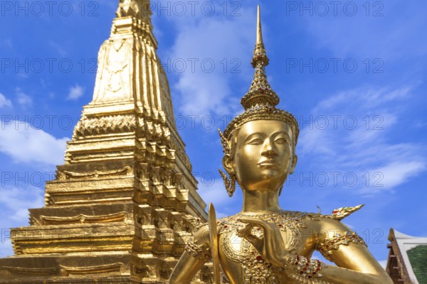 Scenic golden temple of Emerald Buddha Wat Phra Kaew in Bangkok, Thailand, Asia