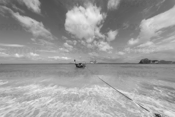 Longtail boat on the beach, Koh Ngai Island, Andaman Sea, Satun Province, Southern Thailand,